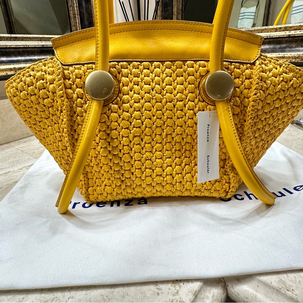 PROENZA SCHOULER Woven Raffia and Leather Tote Bag🌸 - Picture 5 of 15